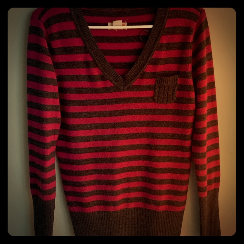 Route 66 purple and grey striped sweater